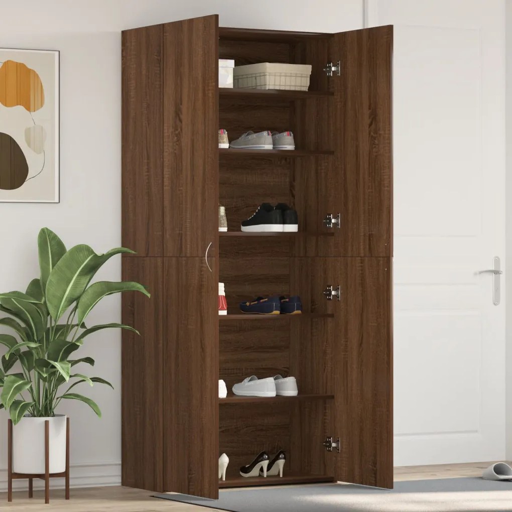 Cipőszekrény Barna Tölgy 80x35,5x180 cm Mérnöki Fa