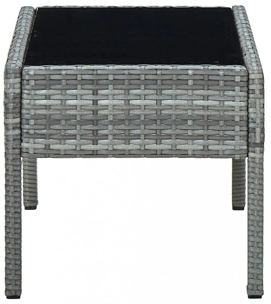 szürke polyrattan kerti asztal 75 x 40 x 37 cm
