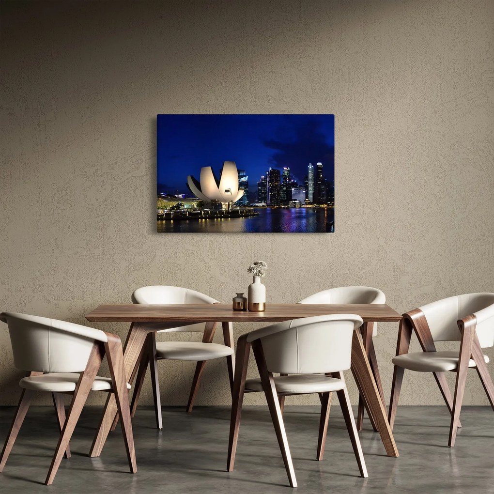 Éjszakai Szingapúr képe (90x60 cm)