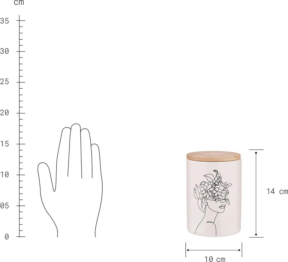 QUEEN IT tárolódoboz bambusz fedéllel 700ml, Line Art