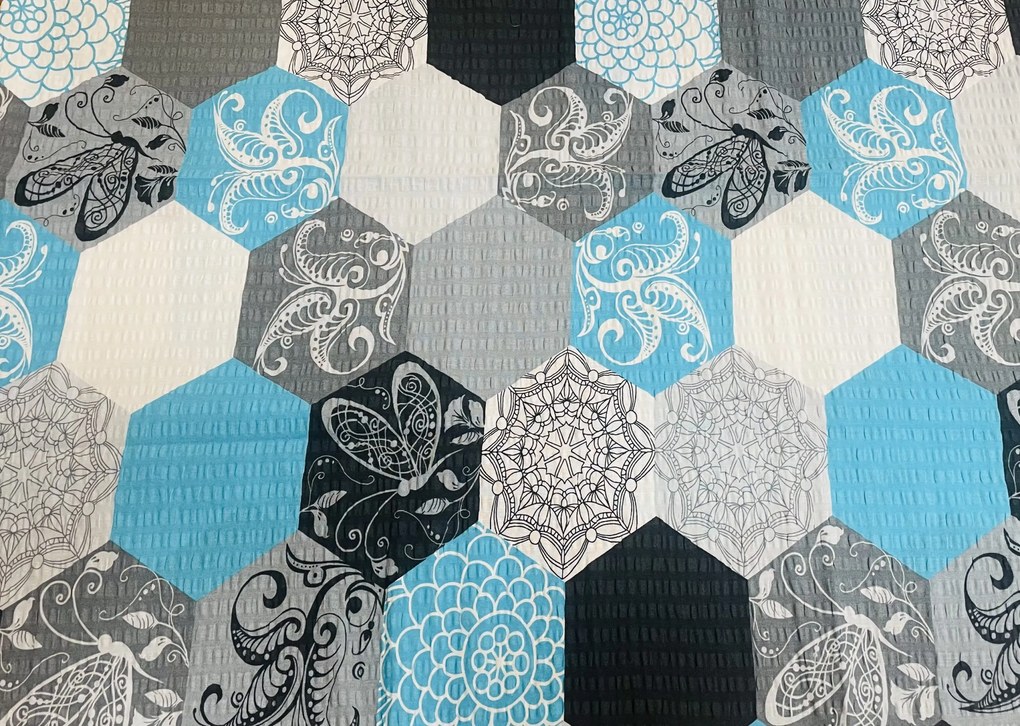 Katrin kék krepp ágyneműhuzat TiaHome - 1x Párna 90x70cm, 1x Paplan 140x200cm