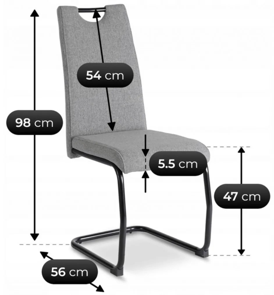 Szánkótalpal Étkezőszék Szürke/Fekete Színben. LOPEZ