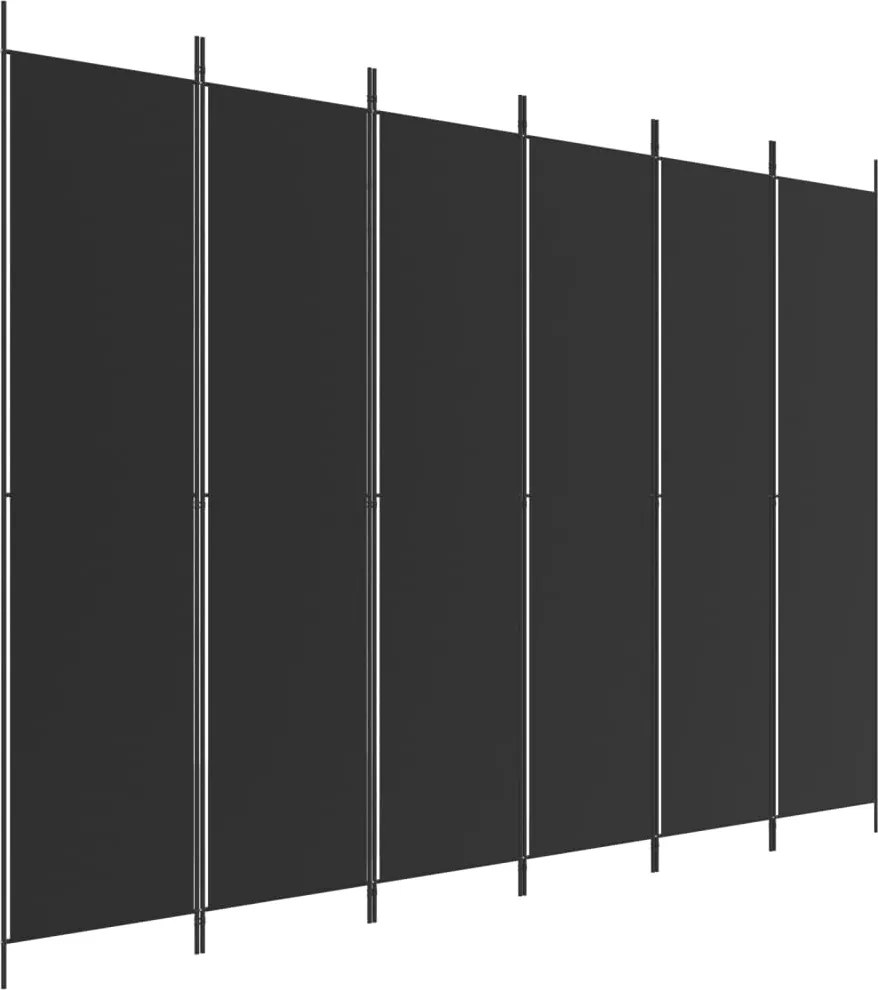 vidaXL 6 paneles fekete szövet térelválasztó 300x220 cm