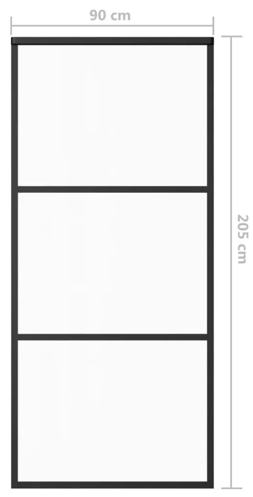 Fekete ESG üveg és alumínium tolóajtó 90 x 205 cm