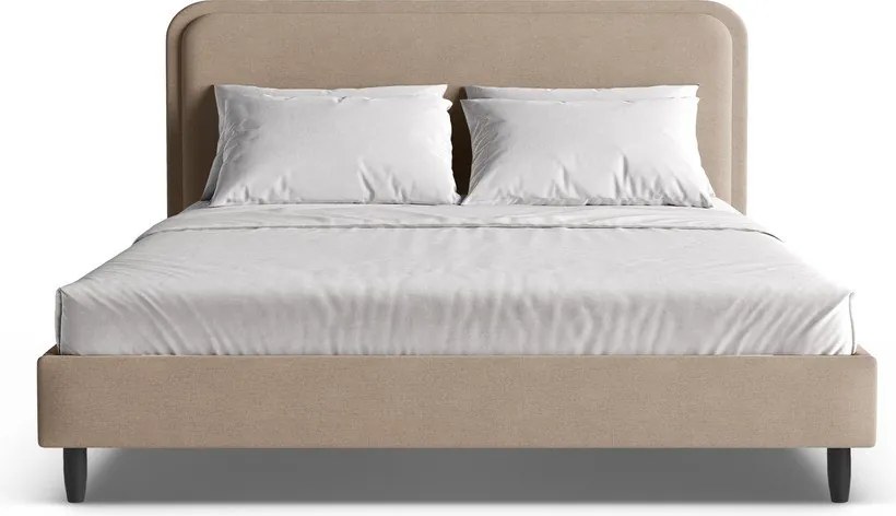 Szürkésbézs kárpitozott franciaágy ágyráccsal 180x200 cm Aveline – Micadoni