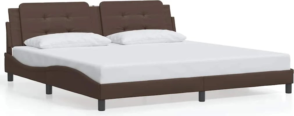 vidaXL barna műbőr ágykeret matrac nélkül Zadar 200 x 200 cm