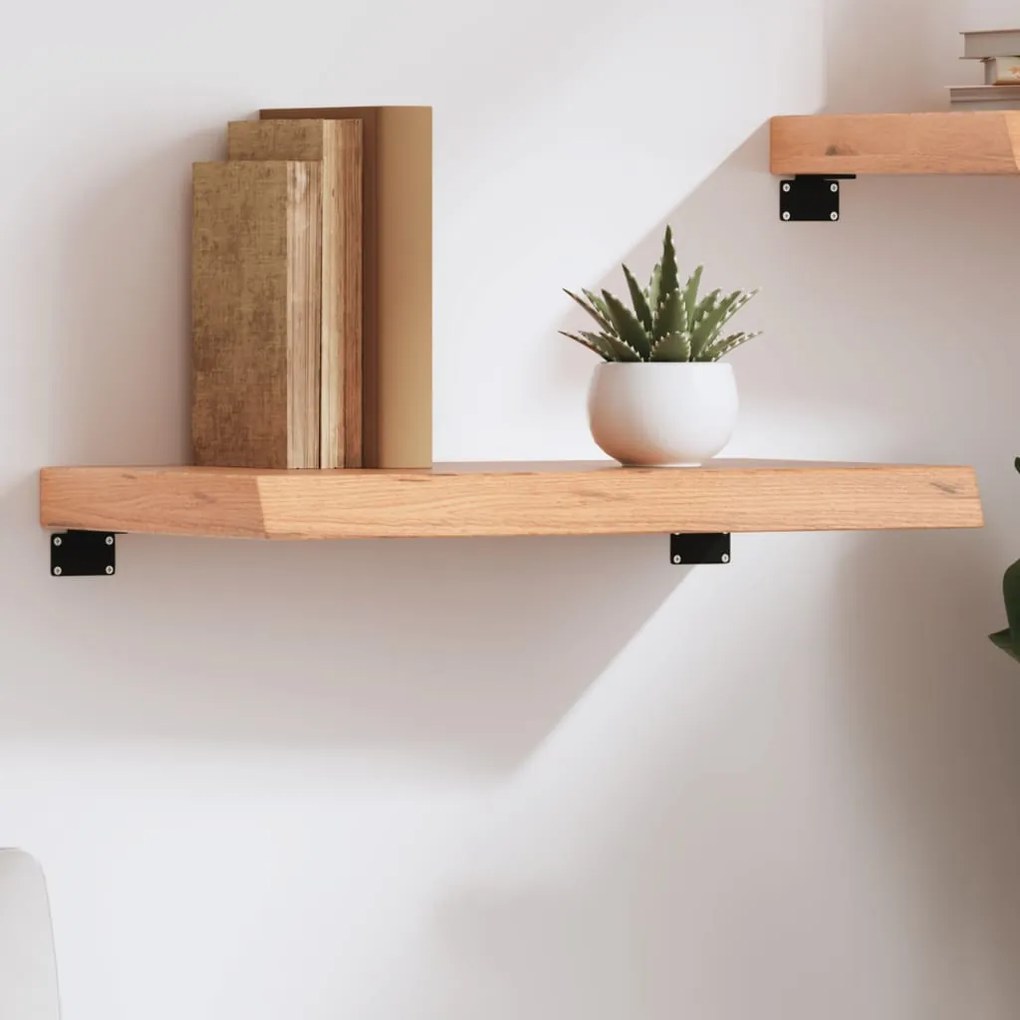 világosbarna kezelt tömör tölgyfa fali polc 60x30x(2-6) cm