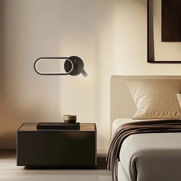 MONET LED fali lámpa 13W+2W, 230V, 3000/4000/6000K, fekete