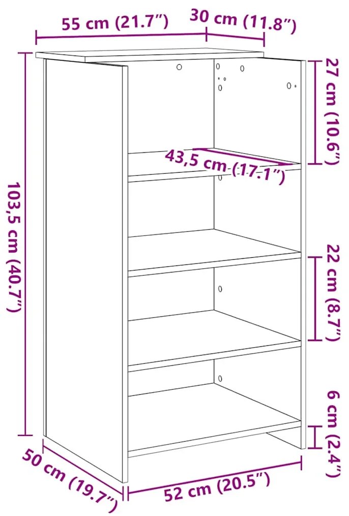 recepciós pult füstös tölgy 55x50x103,5 cm szerelt fa