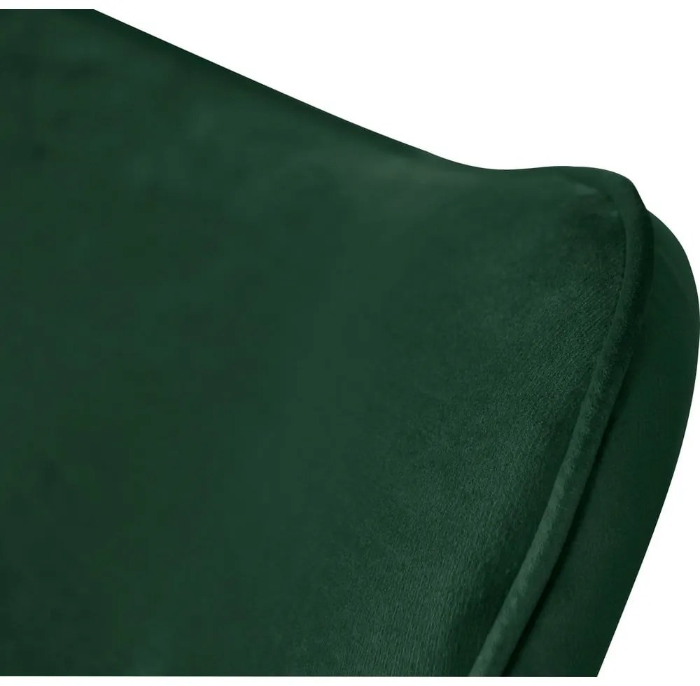 Sötétzöld bársony fotel lábtartóval Niko – Ropez