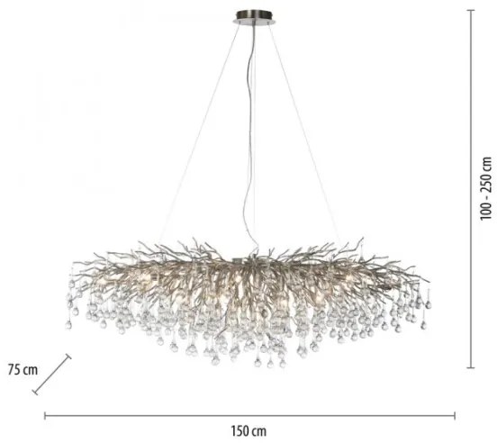 Paul Neuhaus 2031-55 - Csillár zsinóron ICICLE 15xG9/40W/230V 75x150 cm króm