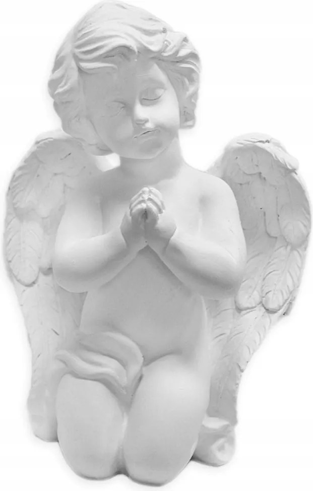 Angyal alakú, polirezinből készült, áhítatos dísz 21cm, fehér