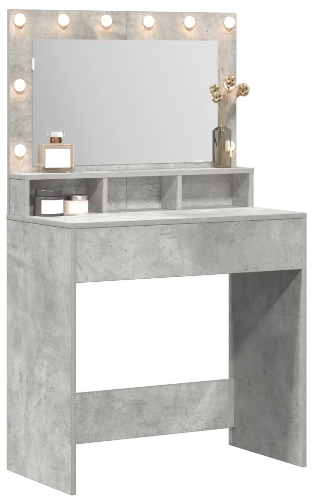 Sminktükör LED Fénnyel Beton Szürke 79x41x135 cm