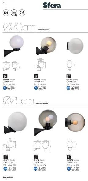 Redo 9761 - SFERA 20 cm fehér IP44 pótszínház