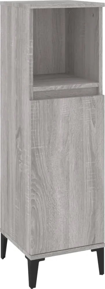 vidaXL szürke sonoma színű szerelt fa fürdőszobaszekrény 30x30x100 cm