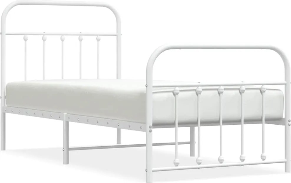 vidaXL fehér fém ágykeret fej- és lábtámlával 90 x 190 cm
