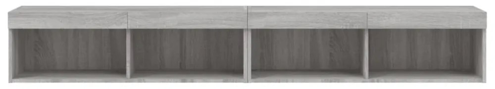 2 db szürke sonoma színű TV-szekrény LED-ekkel 100x30x30 cm