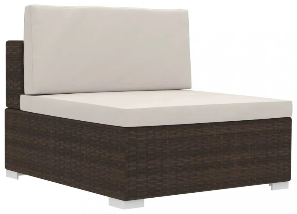 3 részes barna polyrattan kerti kanapészett párnákkal