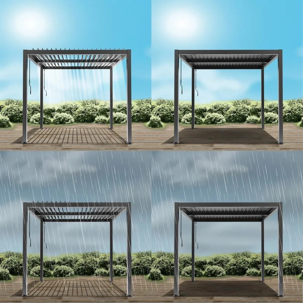 Alumínium bioklimatikus pergola lamellákkal 4 x 4 M