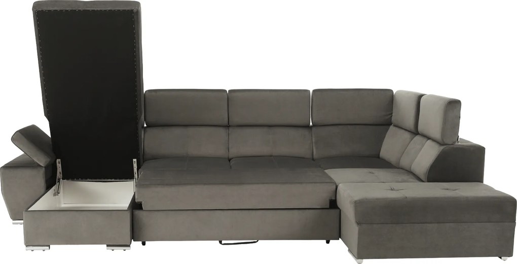 Ülőgarnitúra, szürkésbarna taupe, balos, LAMORA U