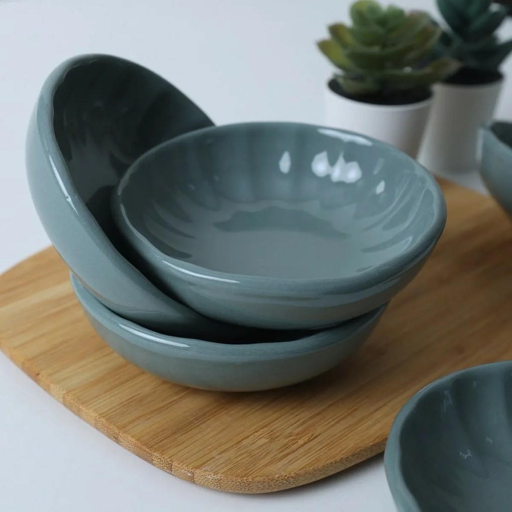 Laguna kőagyag tál 6 db, 12 cm, petrolkék