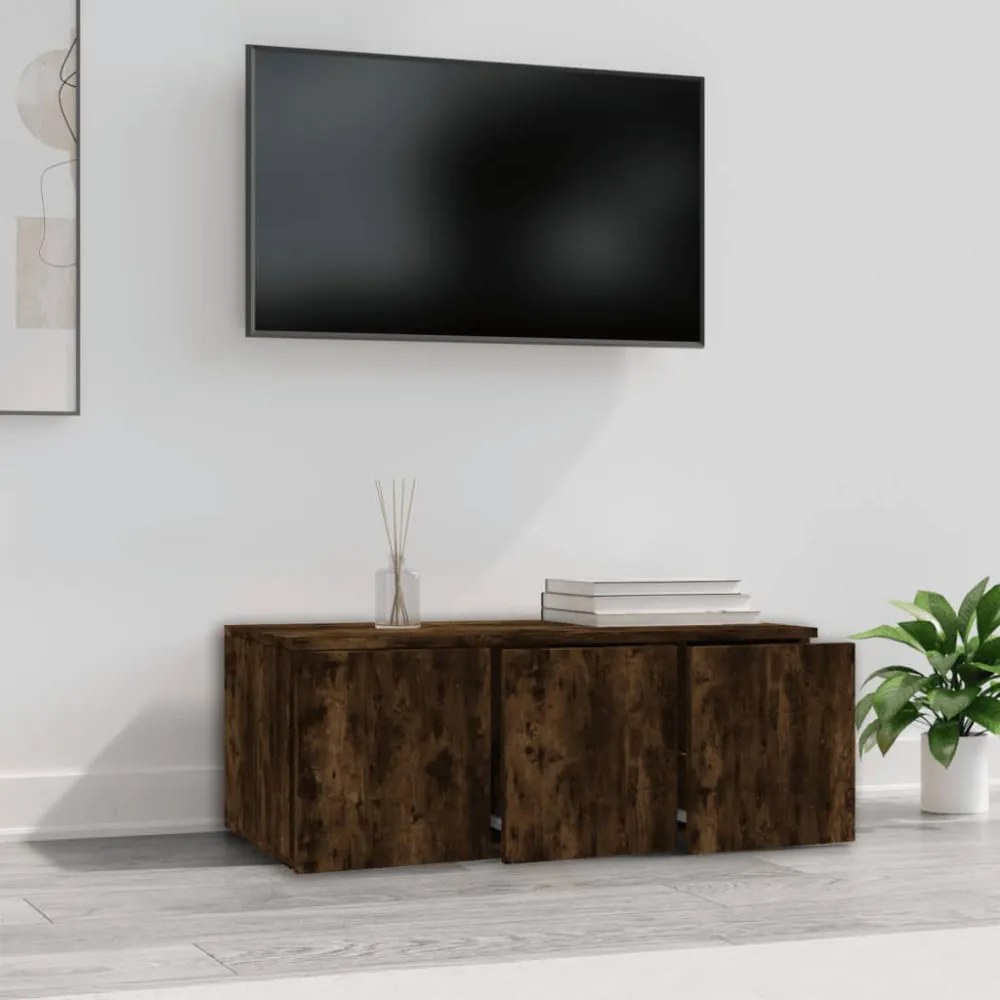 füstös tölgy színű szerelt fa TV-szekrény 80 x 34 x 30 cm