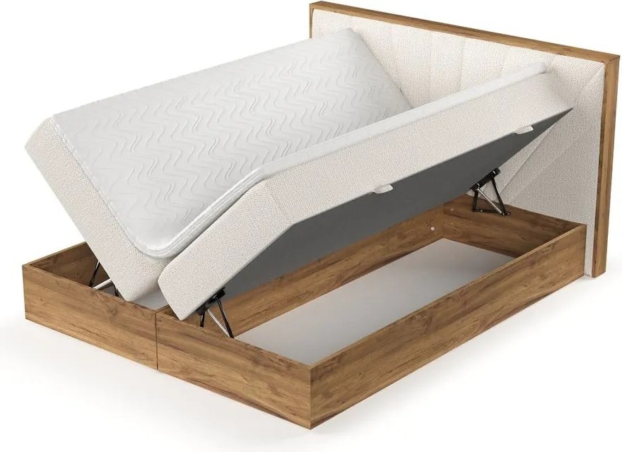 Krémszínű-natúr színű ágyneműtartós boxspring ágy 180x200 cm Asahi – Maison de Rêve
