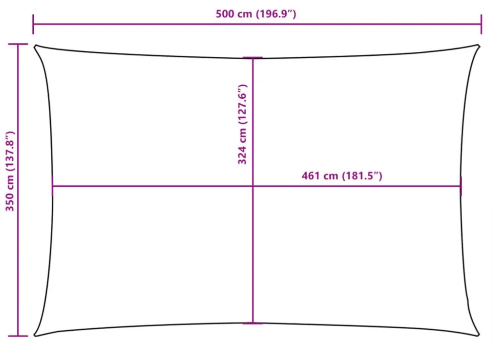 antracitszürke téglalap alakú oxford-szövet napvitorla 3,5x5 m
