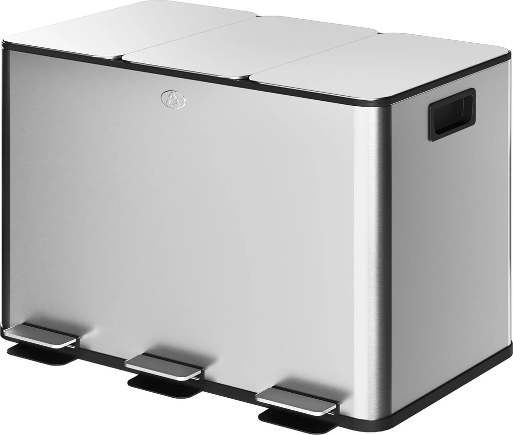 HOMCOM 3 Részes Konyhai Szemetes 3x10L Rozsdamentes Acél Konyhai Kuka Soft-Close Fedéllel és Kivehető Belső Rekeszekkel Élelmiszerhulladék Újrahasznos