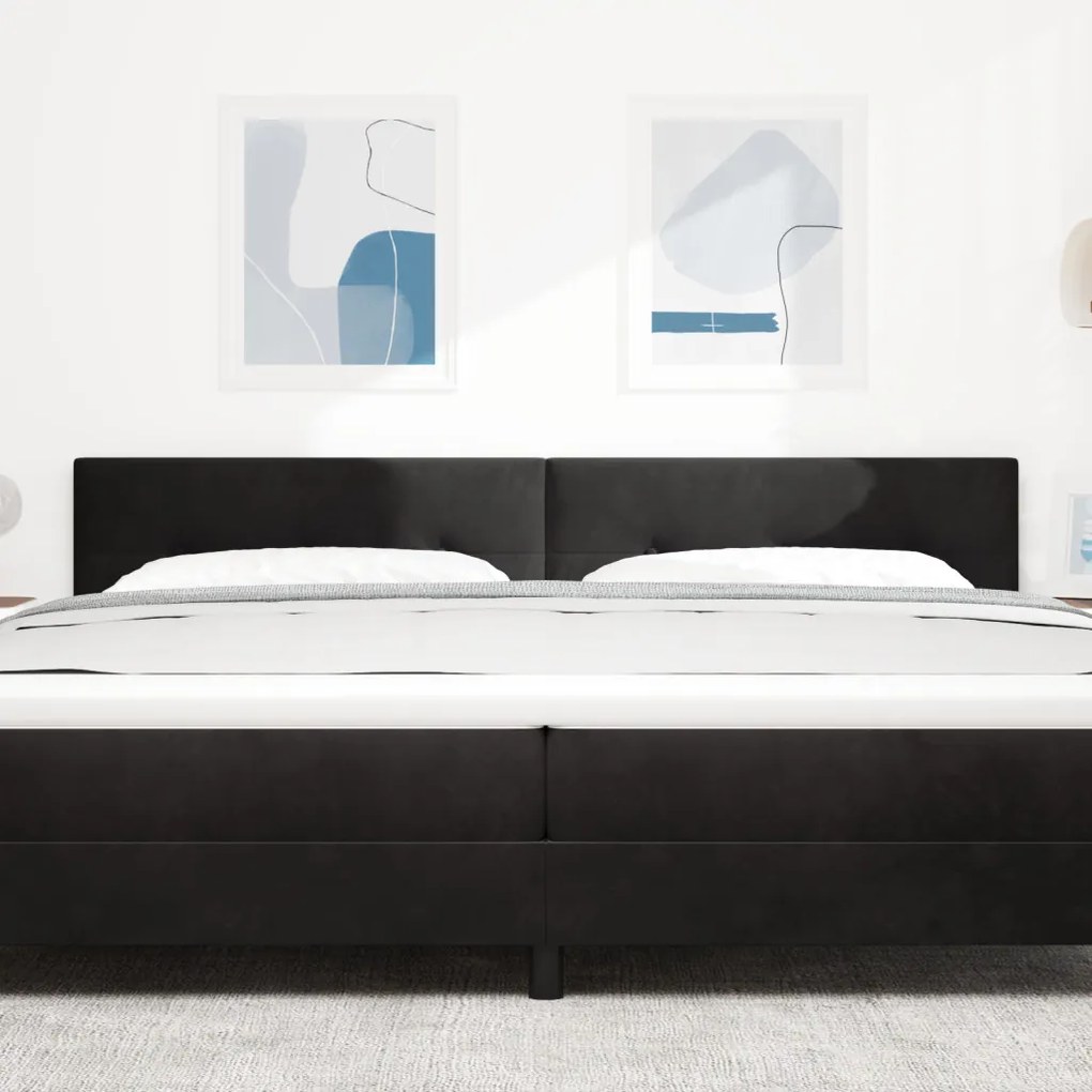 LED Fejtámla Gombos Kárpitozott Fekete 100 cm Bársony