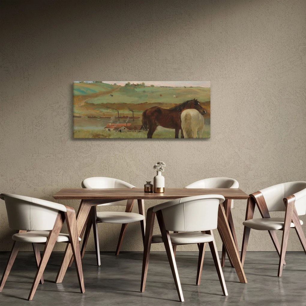 Kép - Edgar Degas, Horses in a Meadow, reprodukciók (120x50 cm)