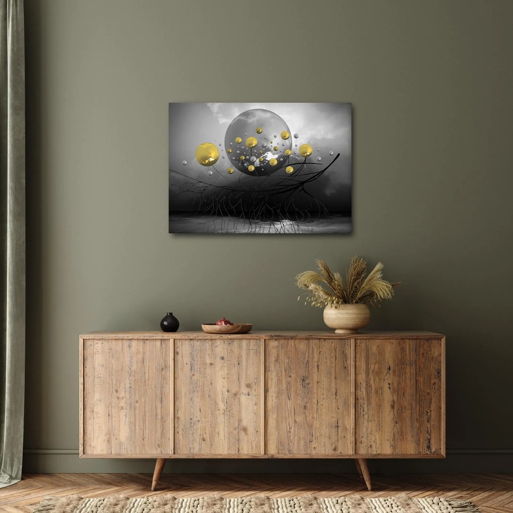 Arany absztrakt gömbök képe (70x50 cm)