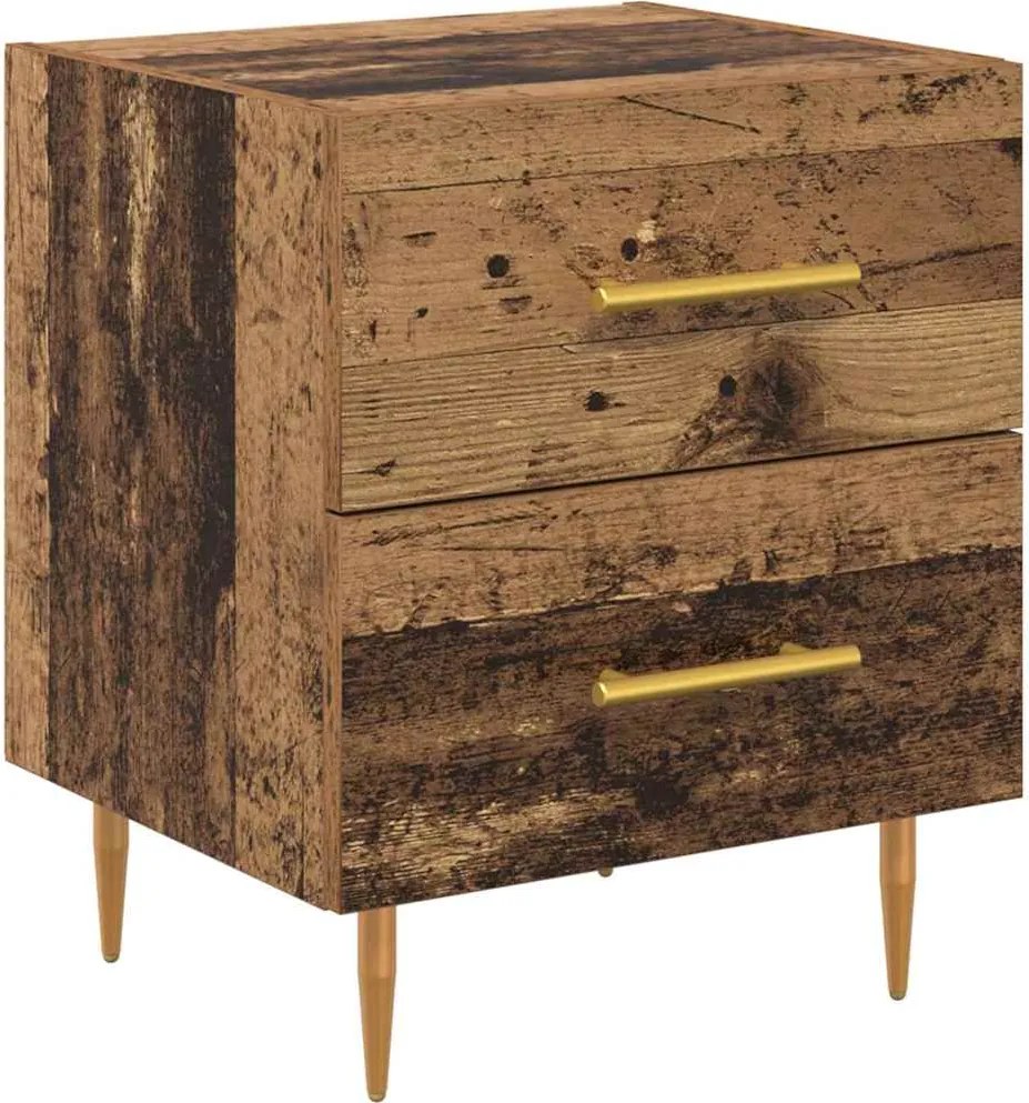 vidaXL Éjjeliszekrény fiókkal Öreg fa 40 x 35 x 47,5 cm Faanyag