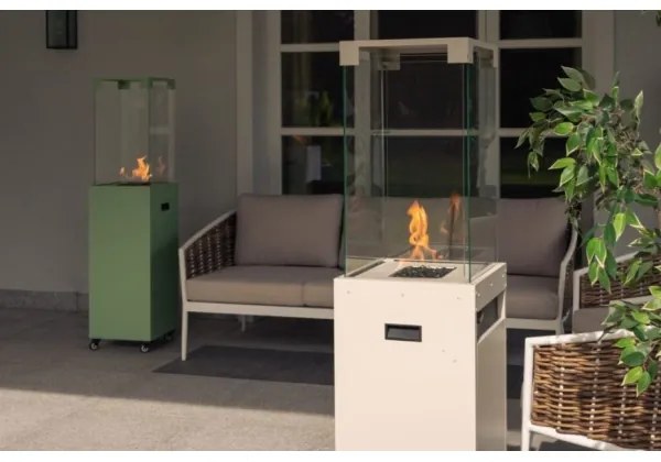 Planika Faro GAS - Kültéri gáz kandalló 142x36 cm 8kW fehér + védőborítás