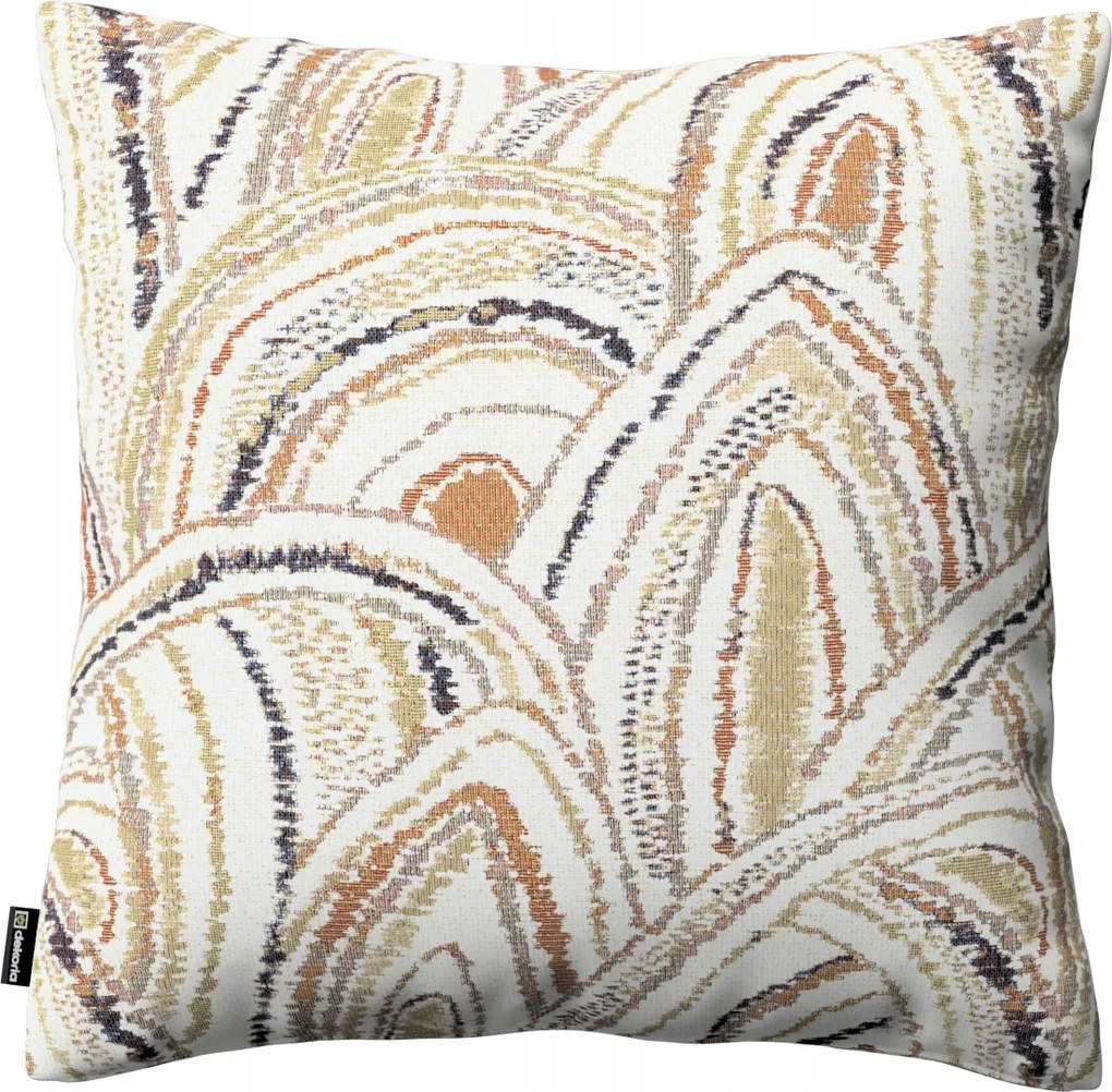 Párnahuzat 43x43 olíva-narancs ívek krémszínű alapon