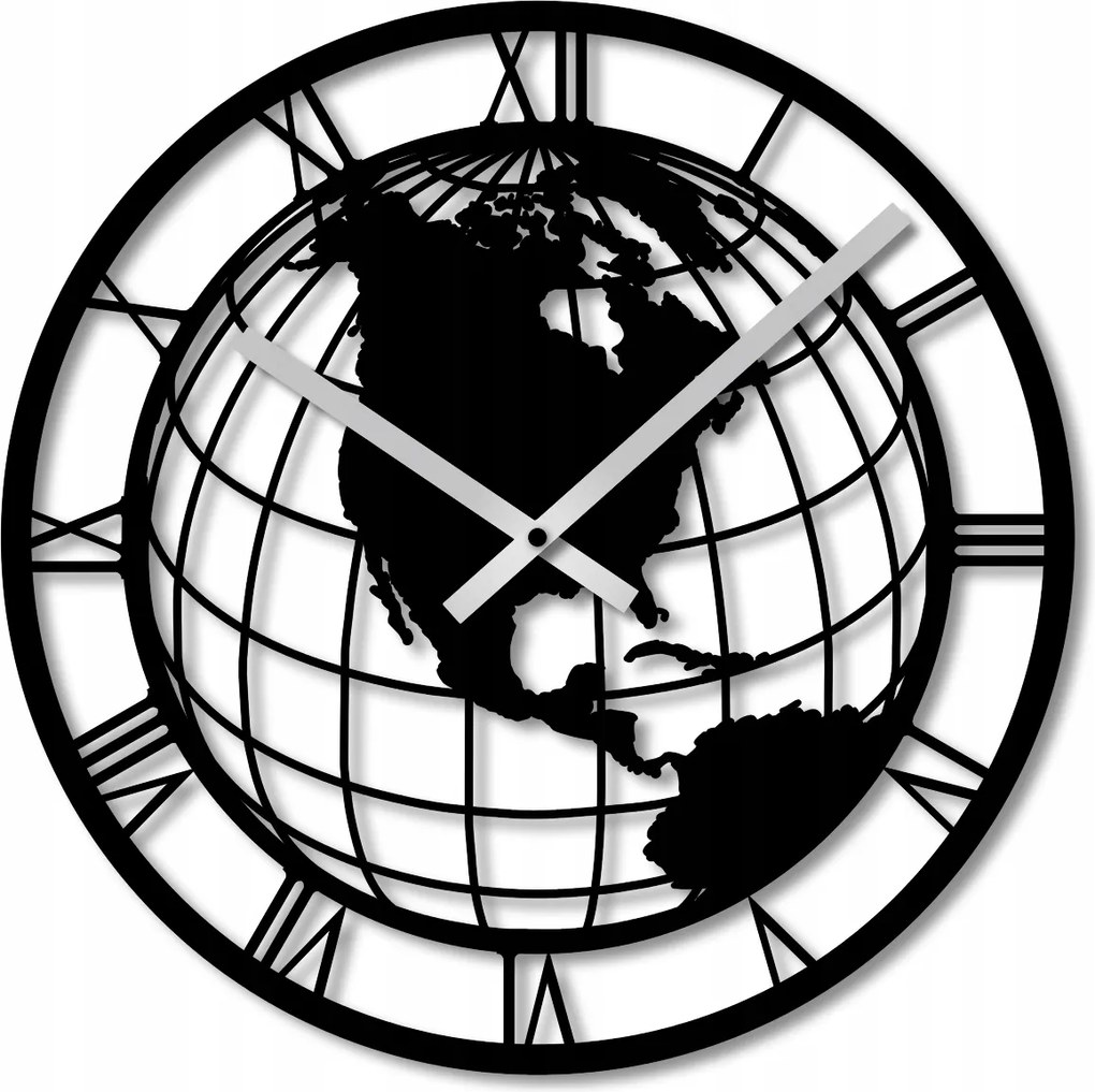 Falióra 60 cm Fa Falióra Nagy Fekete Világtérkép Földgömb