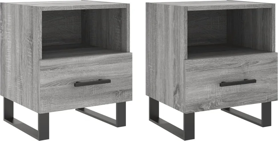 vidaXL 2 db szürke sonoma színű szerelt fa éjjeliszekrény 40x35x47,5cm