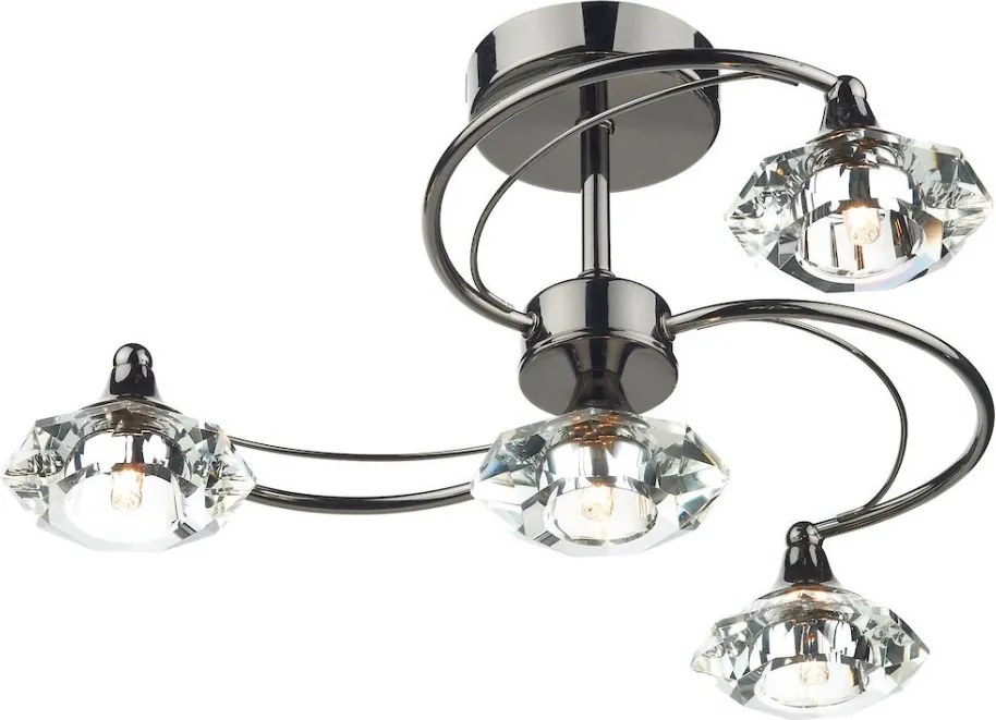 DAR LIGHTING LUT0467 LUTHER Kristály Mennyezeti Lámpa Fekete Króm G9 IP20
