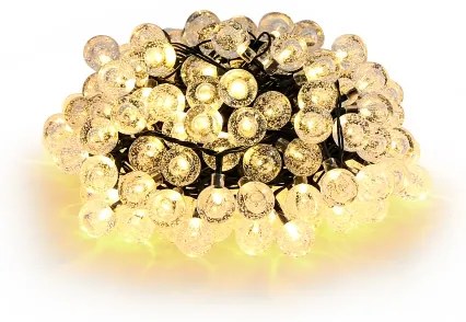 Brilagi- LED napelemes díszfüzér BUBBLE, 200 db LED, 8 funkciós, 20 m, IP65, meleg fehér