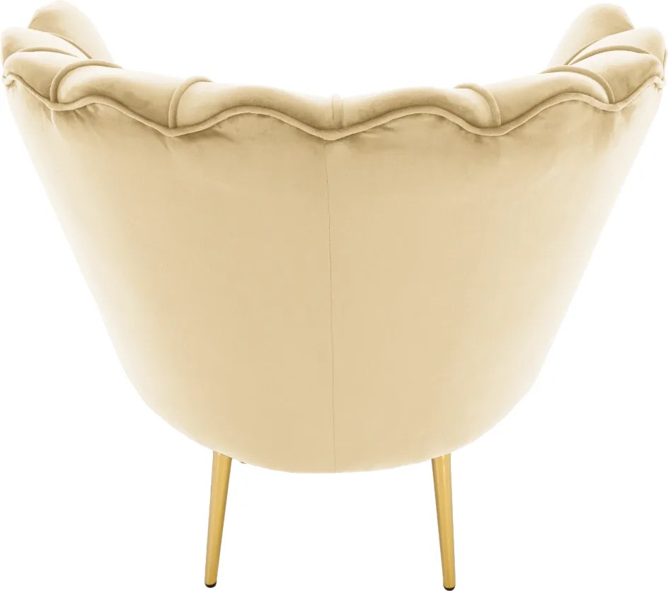 Art-deco stílusú fotel, bézs Velvet szövet/gold arany króm, NOBLEO