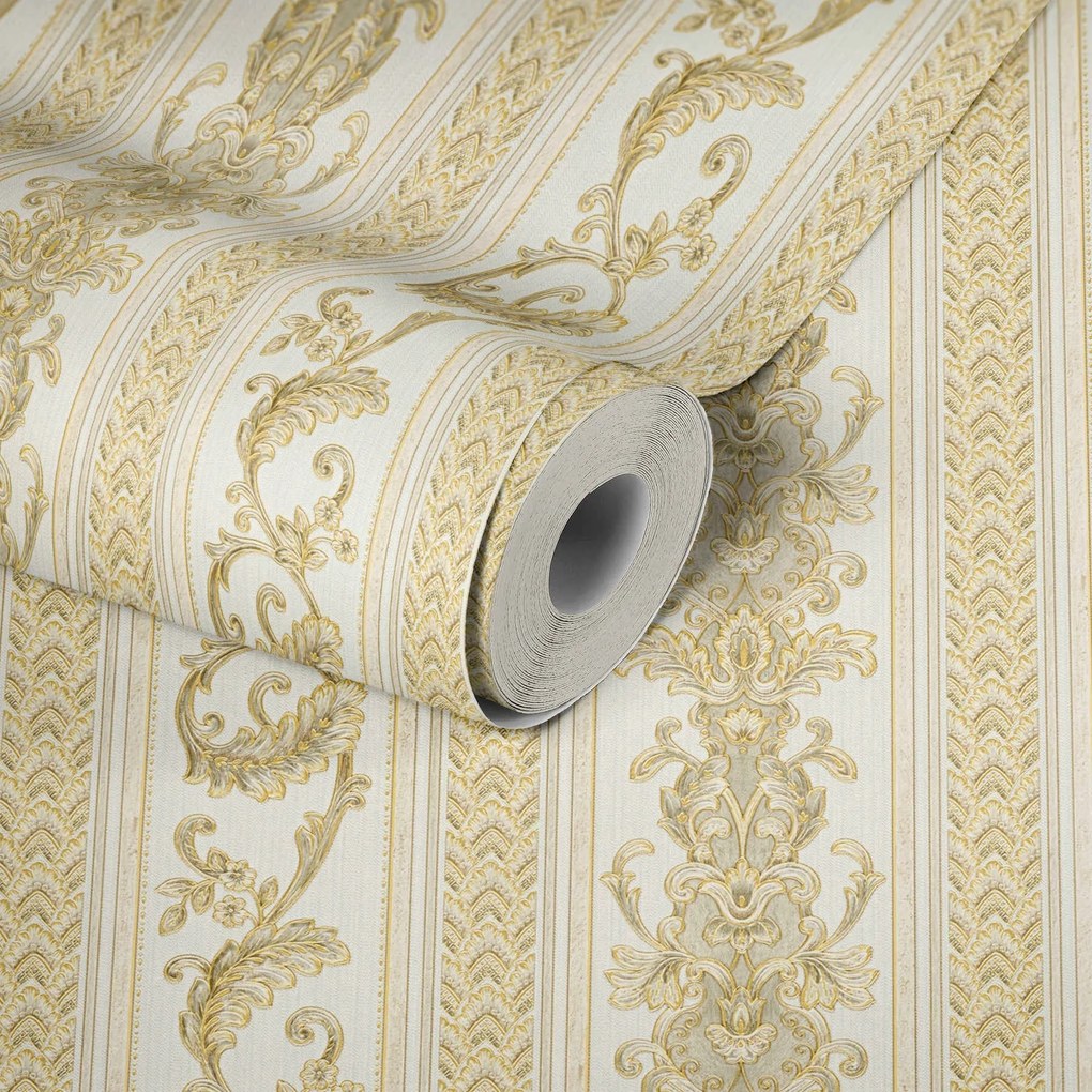 Vinyl tapéta flizelin mosható csíkos klasszikus stílusos arany 10 m