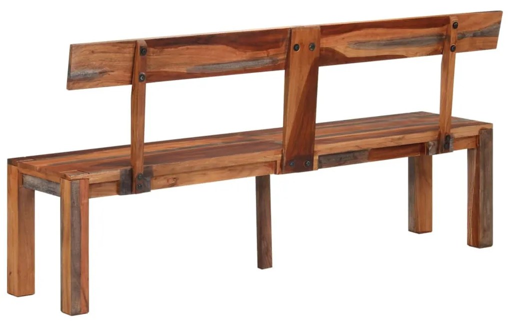 szürke tömör akácfa pad háttámlával 160 cm
