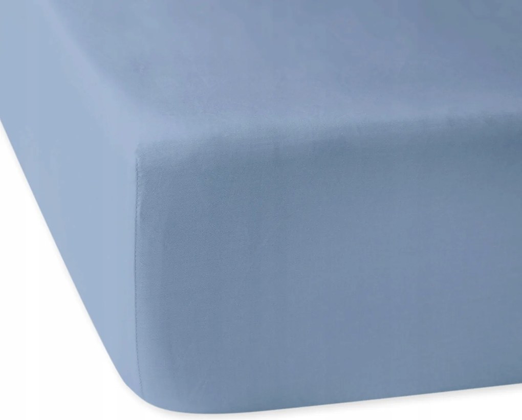 Szatén gumis lepedő 90x200 kék