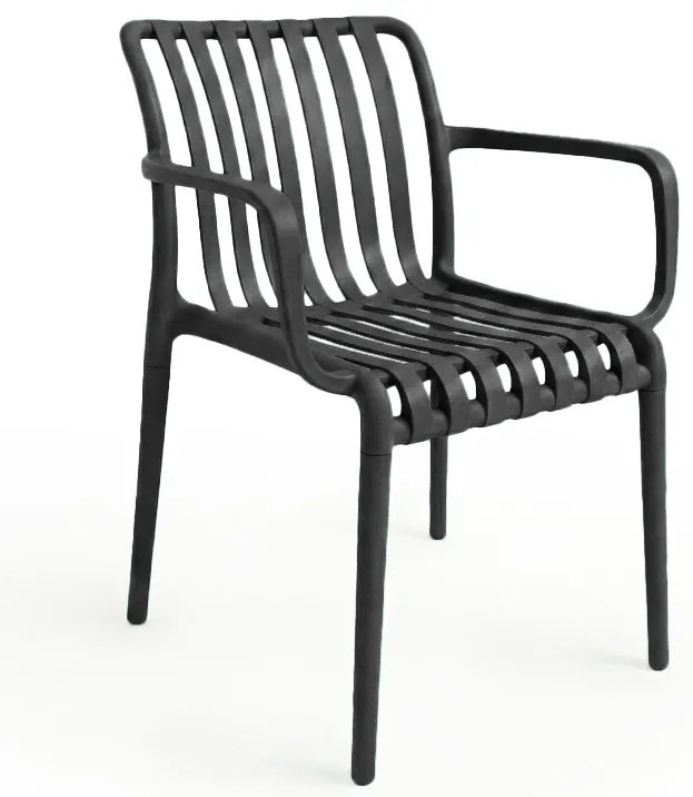 Műanyag szék TREGO karfával, antracit színű