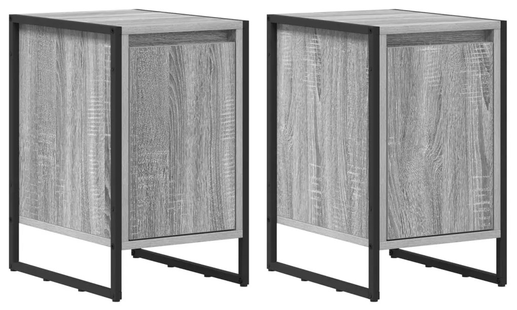 vidaXL Éjjeli asztal 2 pcs Szürke Sonoma 39,5 x 30 x 50 cm Faanyag