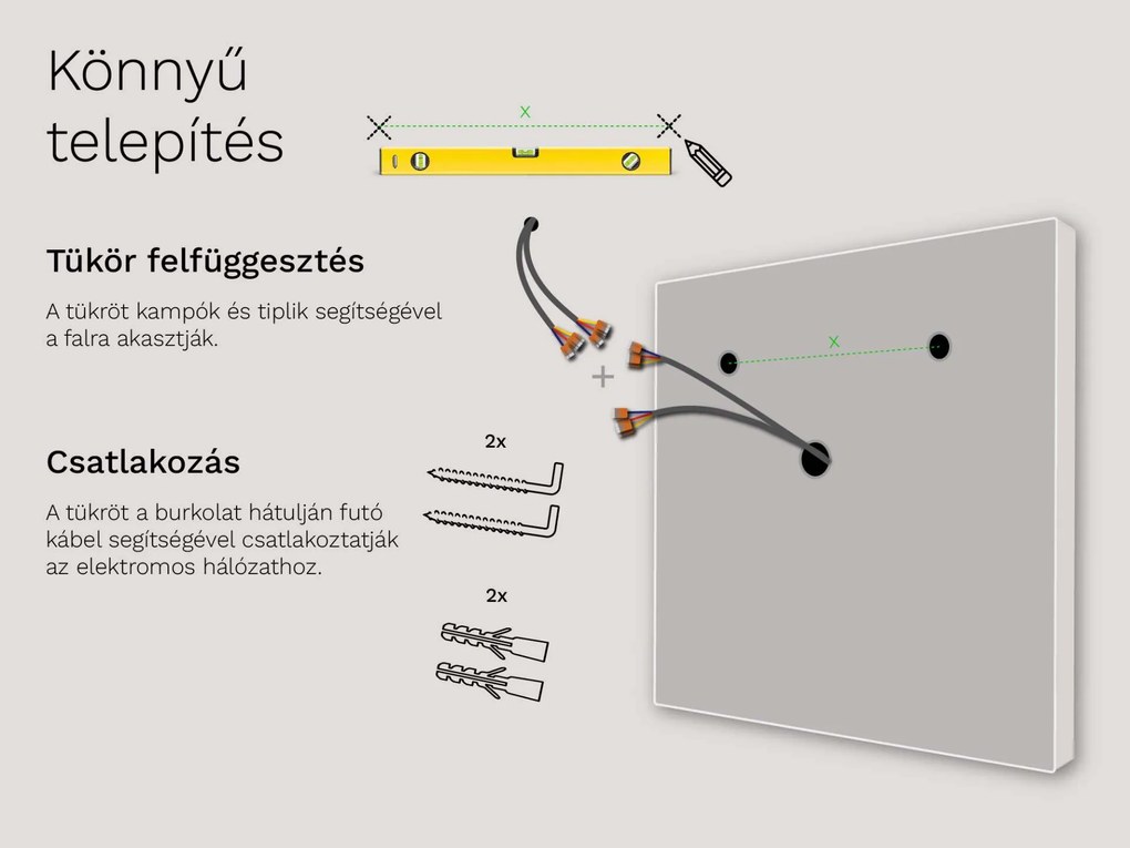 SMART tükör LED világítással M1 prémium + Samsung SmartPanel