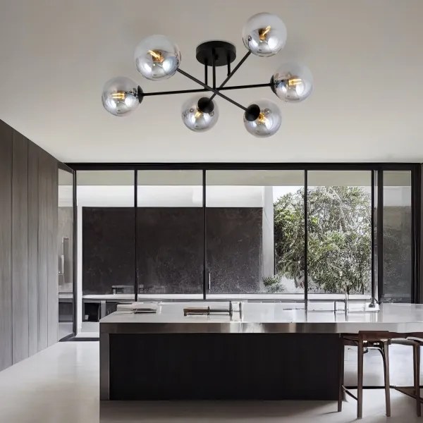 Csillár ROMA 6xE14/10W/230V fekete/füstös