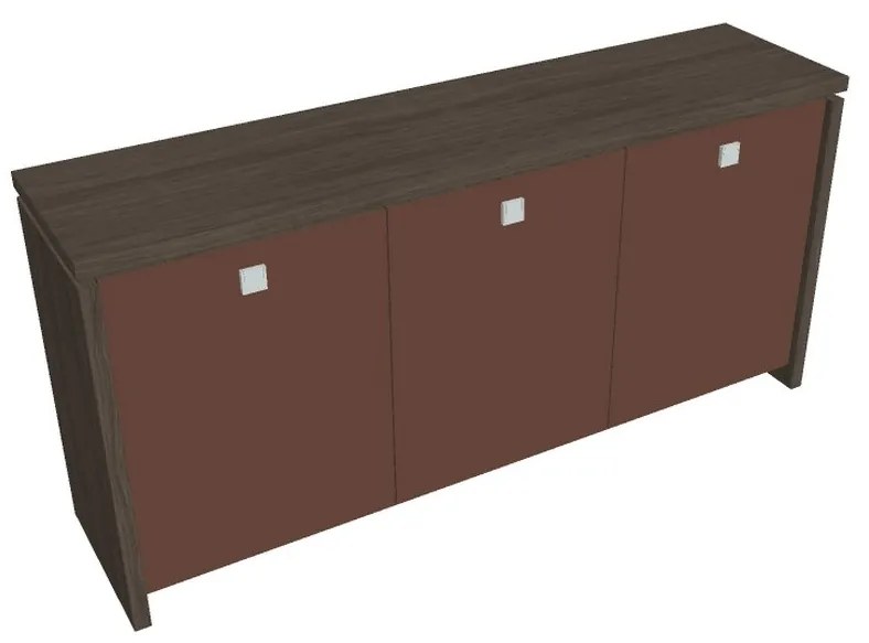 Verno alacsony szekrény 188 x 46 x 90 cm, üvegajtó, antracit tölgy / barna