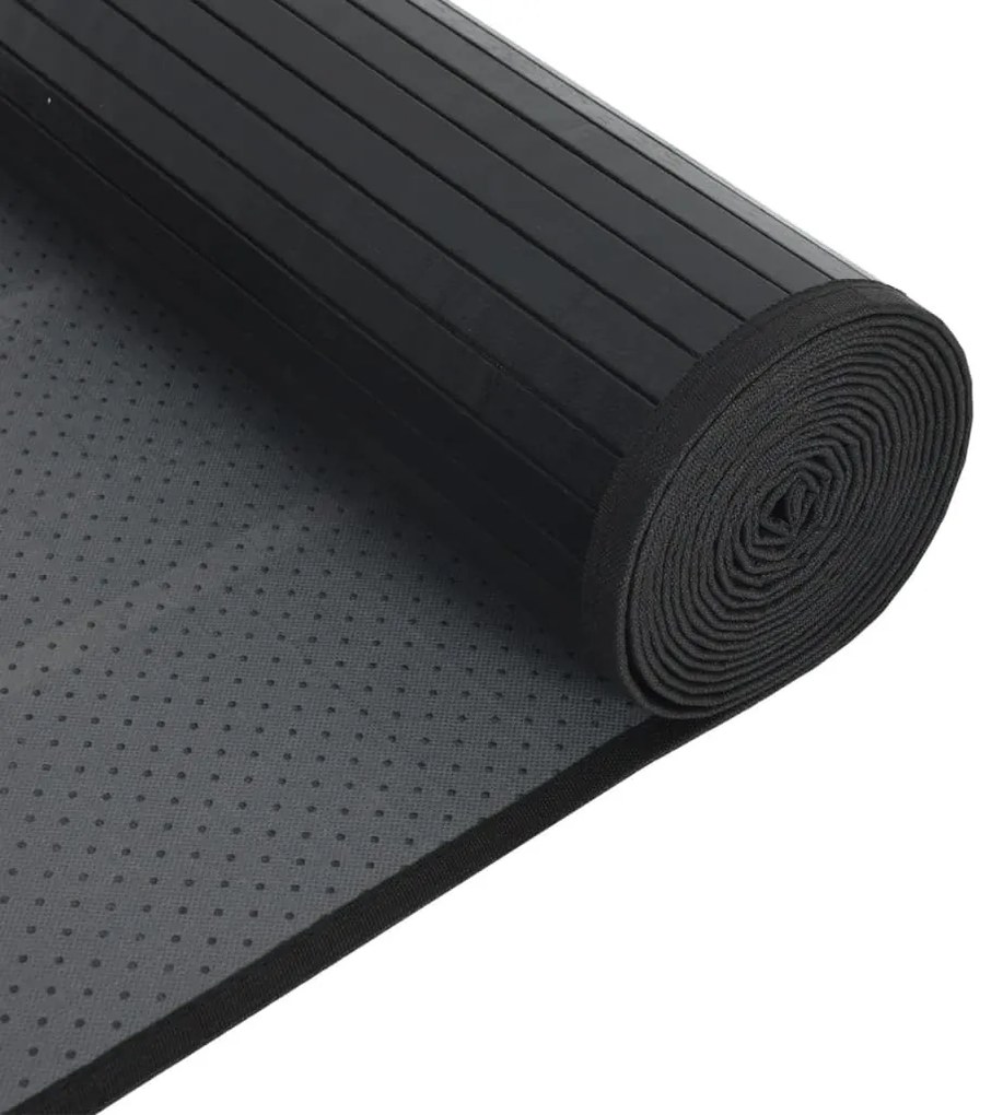 négyszögletű fekete bambusz szőnyeg 60 x 1000 cm