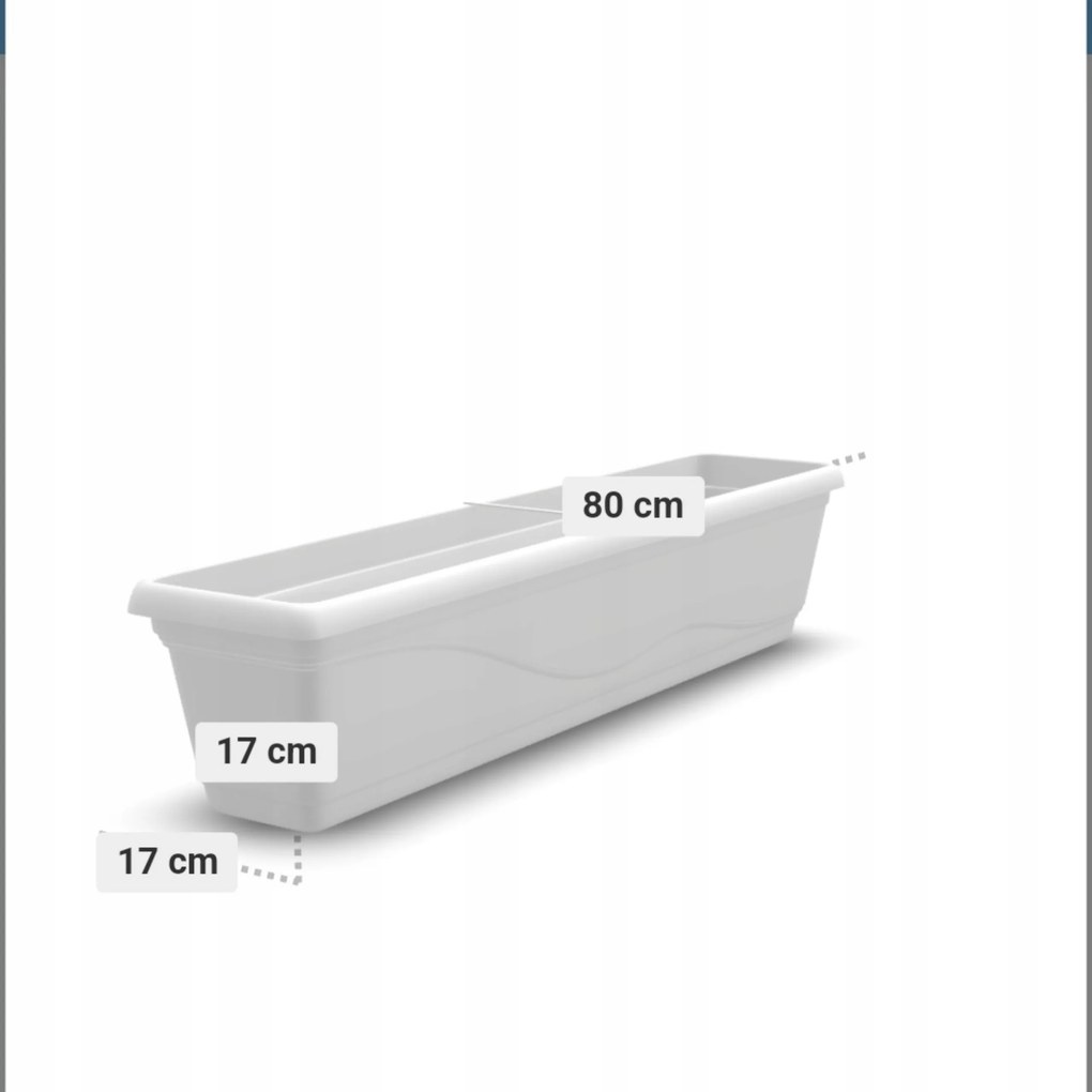 Virágtartó Doboz Erkély Virágtartó Fehér Fogantyúval Tartós Láda 80cm